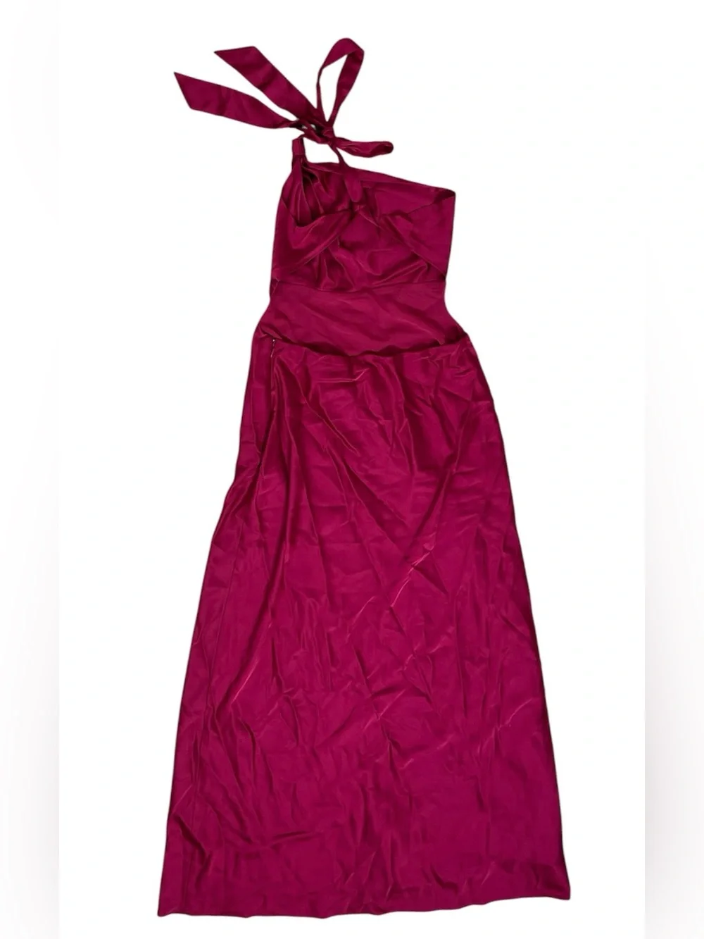 Abercrombie & Fitch Medium Tall One Shoulder Satin Maxi Gown Pink Dress NWT